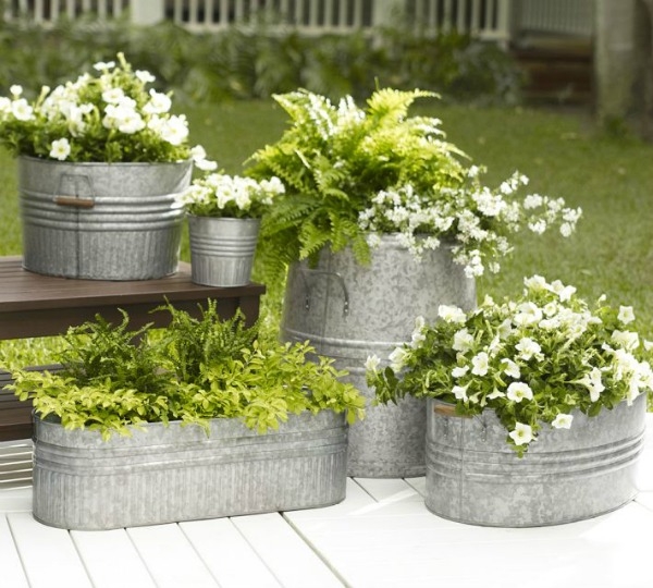 Rustic Galvanized Tub Planter Repurposed Style