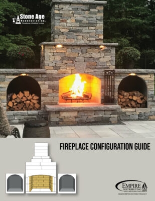 Rustic Masonry Outdoor Fireplace with Built-In Wood Storage