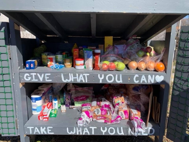 Rustic Outdoor Pantry with Gabled Roof for Community Blessing Box Design