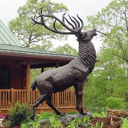 Rustic Wildlife Sculpture of Elk Family with Weathered Finish
