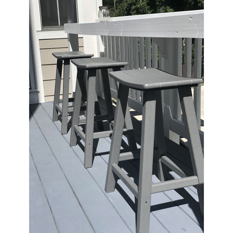 Saddle Bar Stool in Matte Charcoal Gray Composite Material