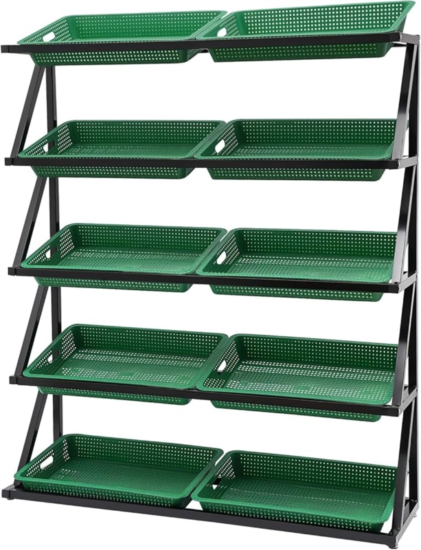 Sage Green Utility Storage Shelf with Ten Baskets & Rolling Base