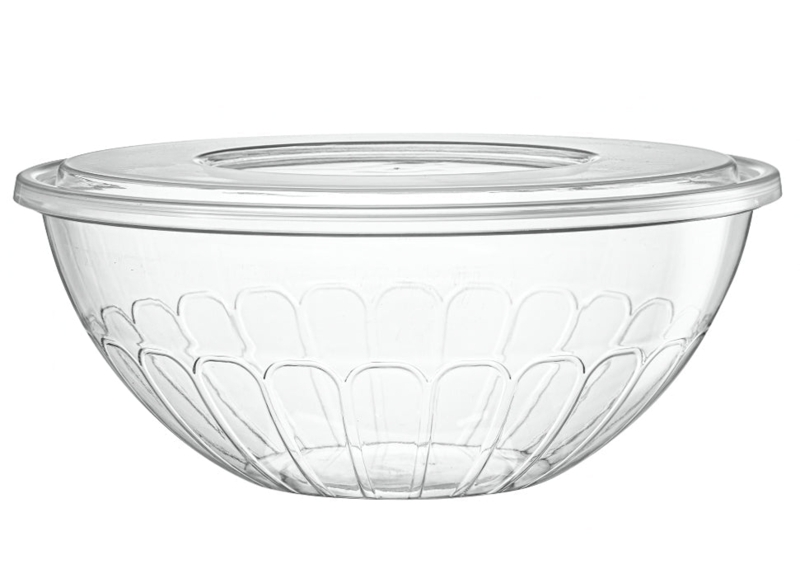 Salad Bowl Set Matching Lids Shallow Depth Round Reusable Party