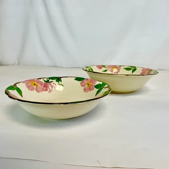 Scalloped Rim Serving Bowls with Floral Pattern, Cottage Style Decor