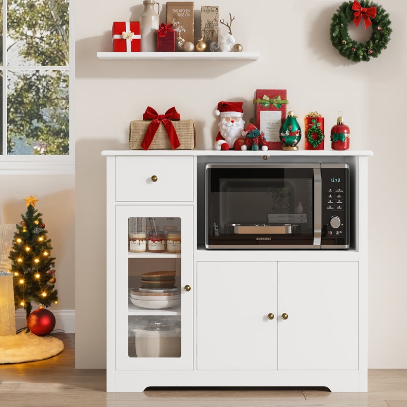 Scandinavian Kitchen Pantry with Charging Station & Tapered Legs