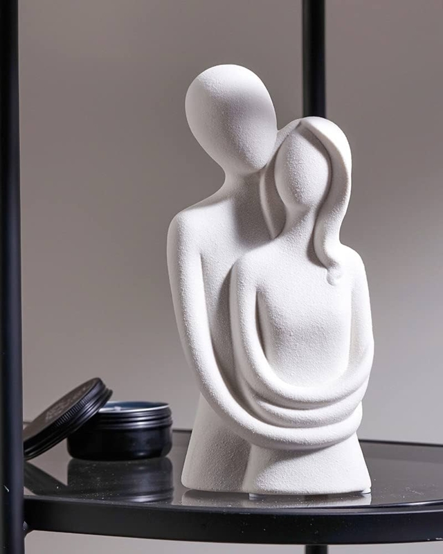 Sculpture Abstract Embrace Solid White Ceramic Minimalist Romantic Decor