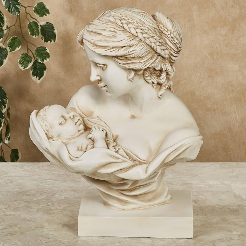 Sculpture Abstract Mother and Child, Modern Minimalist Ivory Finish