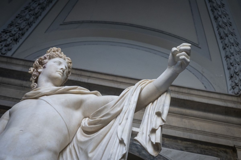 Sculpture Arched Frame Marble Classical Greek God Sculpture
