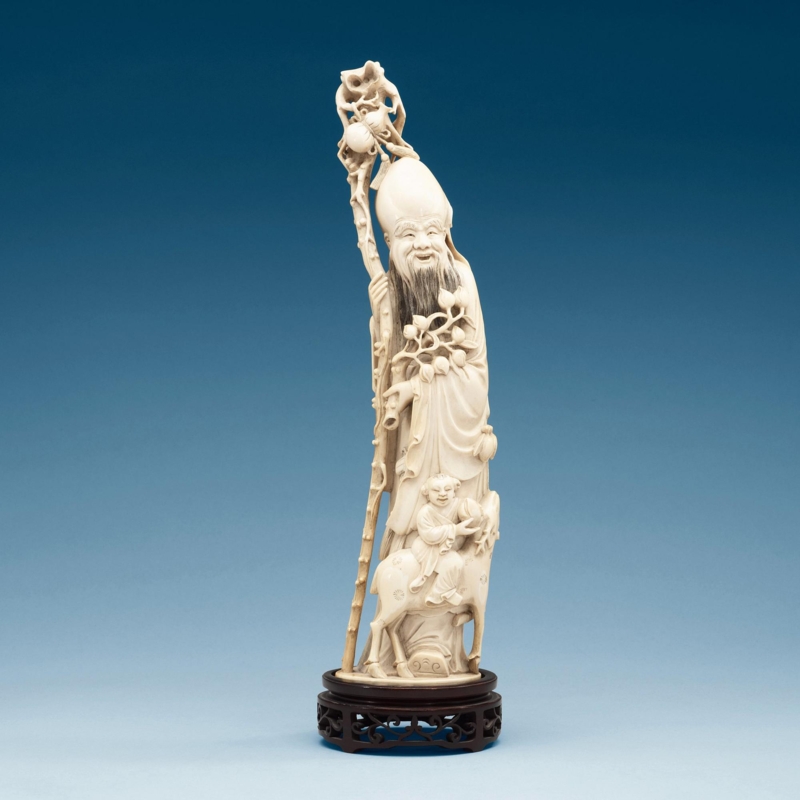Sculpture Asian Heritage, Qing Dynasty Style Elongated Forehead Robes
