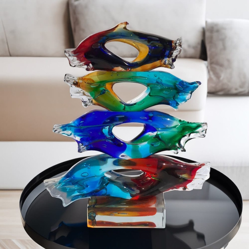 Sculpture, Biomorphic Shape with Vibrant Color Swirls