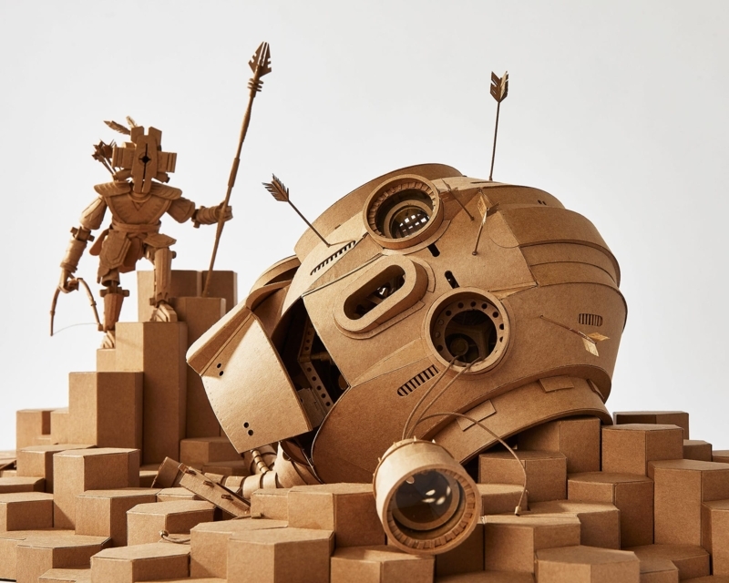 Sculpture Cardboard Medium Articulated Joints Handcrafted Art