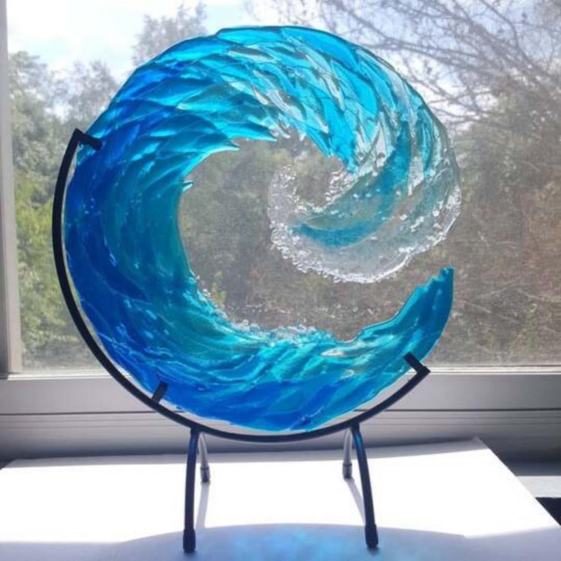 Sculpture, Circular Shape, Fused Glass Appearance, Modern