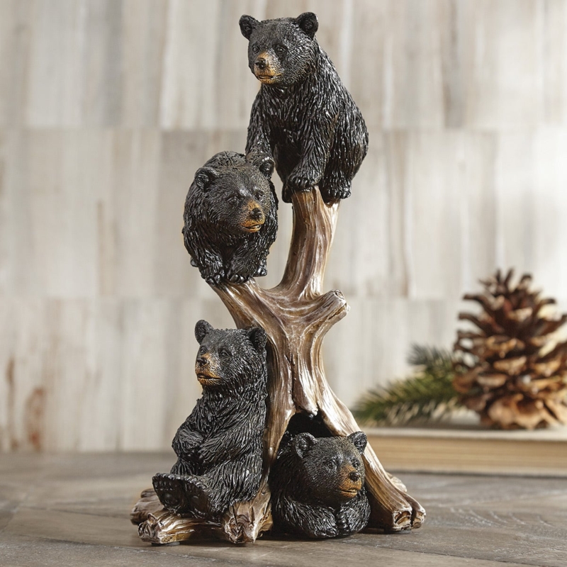 Sculpture Climbing Bear Design Weathered Tree Trunk Lodge Cabin Decor