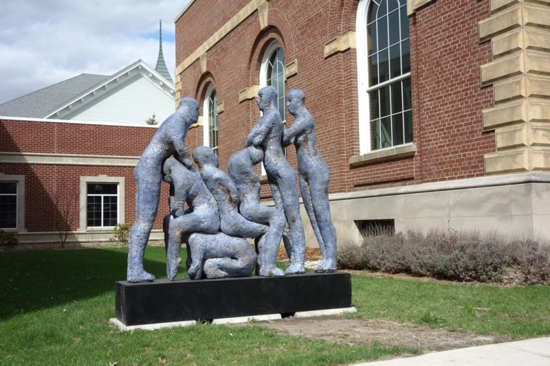 Sculpture Crouched Pose Chair Integration Contemporary Outdoor Human Art