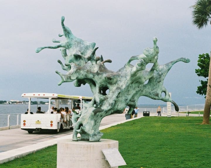 Sculpture Featuring Biomorphic Silhouette on Transport Pallet