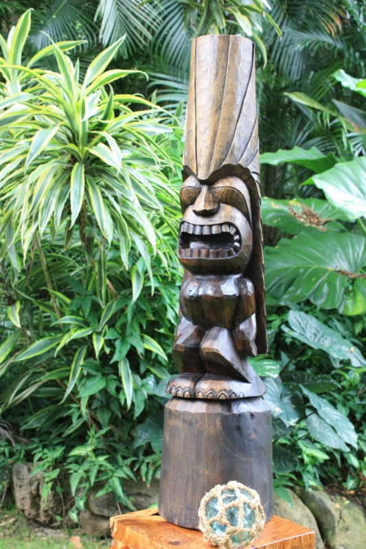 Sculpture Hand Carved Wood Vertical Love Carving Dual Face
