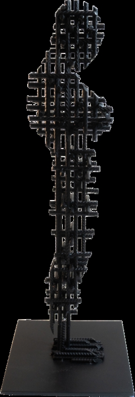 Sculpture Hollow Cuboid Forms Distressed Steel Geometric Abstract Art