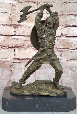 Sculpture, Huscarl Warrior Motif, Viking Warrior Bronze, Antique