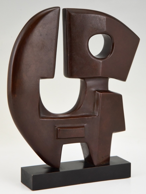 Sculpture Infinity Loop Form Bronze Patina Black Base