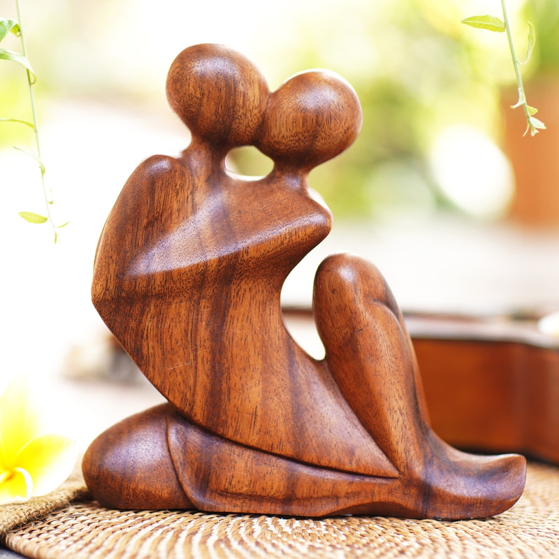 Sculpture, Intertwined Abstract Wood Figure, Elongated, Organic Style.