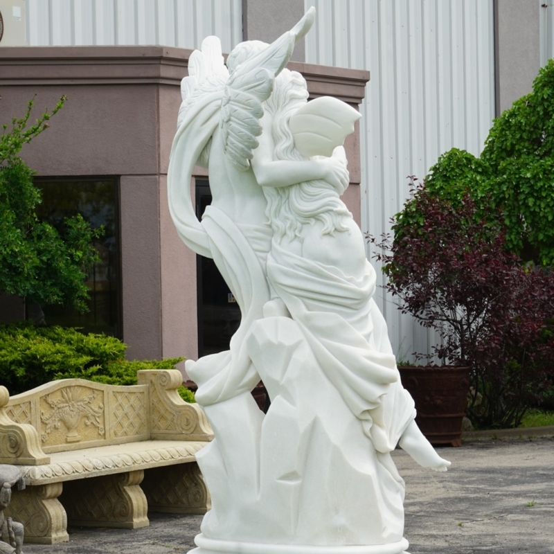 Sculpture Intertwined Lovers Form Fluted Pedestal Romantic Statue