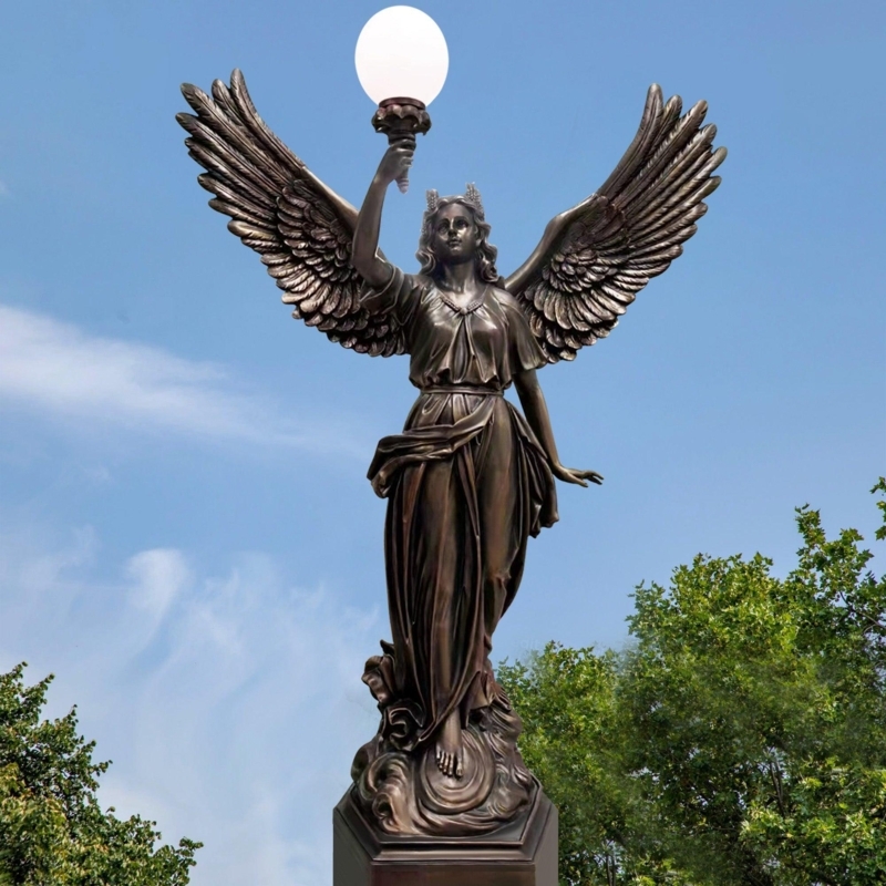 Sculpture Lamp Large Scale Angelic Form Illuminated Globe Classical