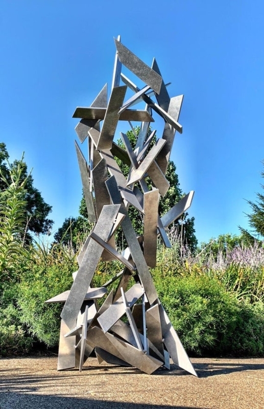 Sculpture Large Abstract Weathered Steel Garden Rusted Patina