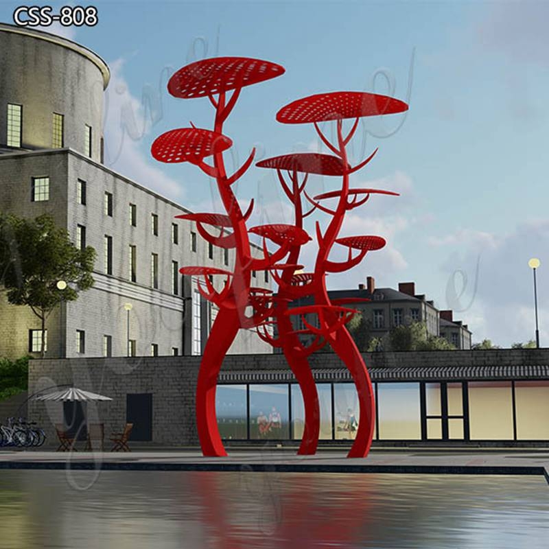 Sculpture Large Metal Tree Motif, Glossy Outdoor Garden Art