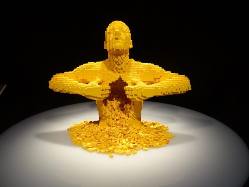 Sculpture Lego Construction Figurative Torso Unique Plastic Brick Art