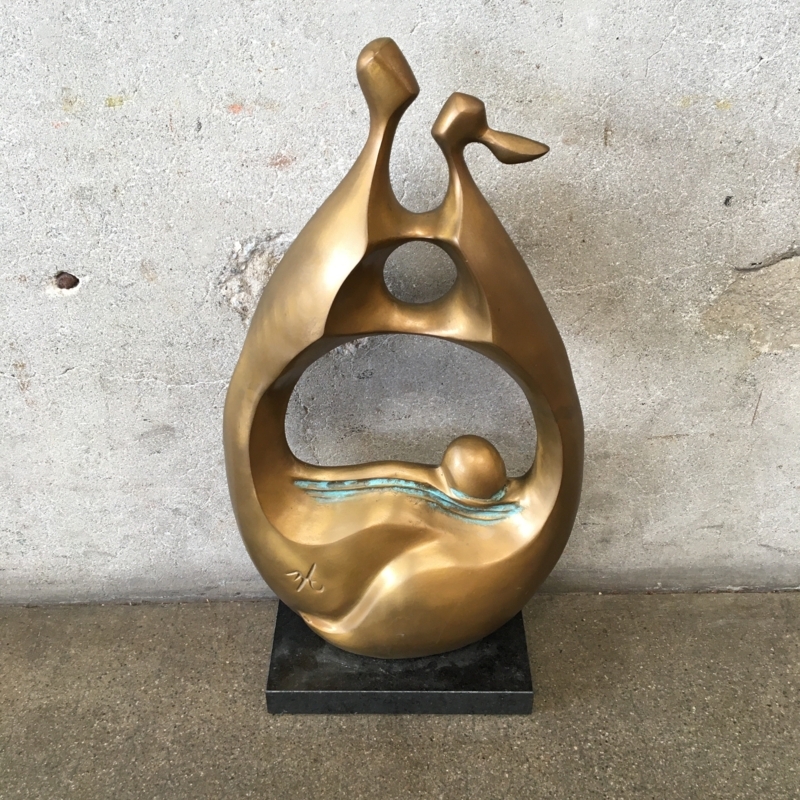 Sculpture Mid-Century Modern Brass Marble Base