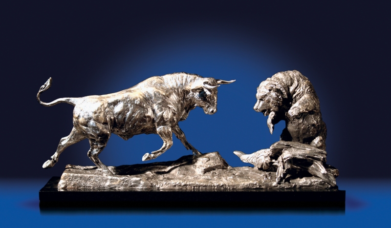 Sculpture Modern Handshake Form on High Contrast Black Base