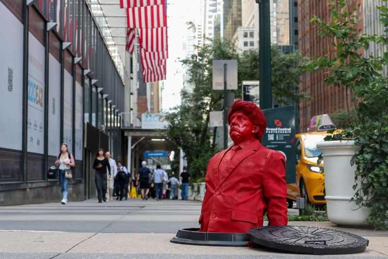 Sculpture Monochromatic Bust Form, Urban Manhole Public Art Install