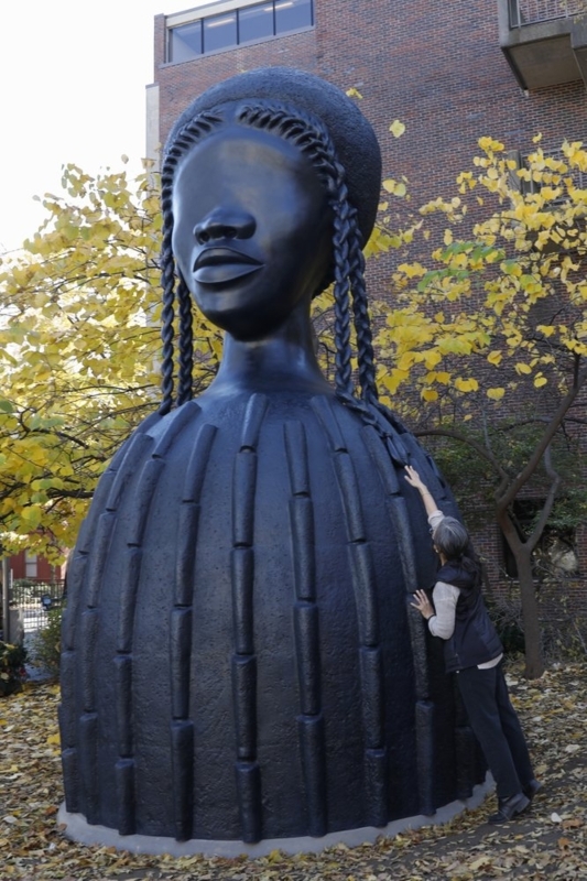 Sculpture: Monumental Bronze Finish with Unique Bell Shaped Skirt.