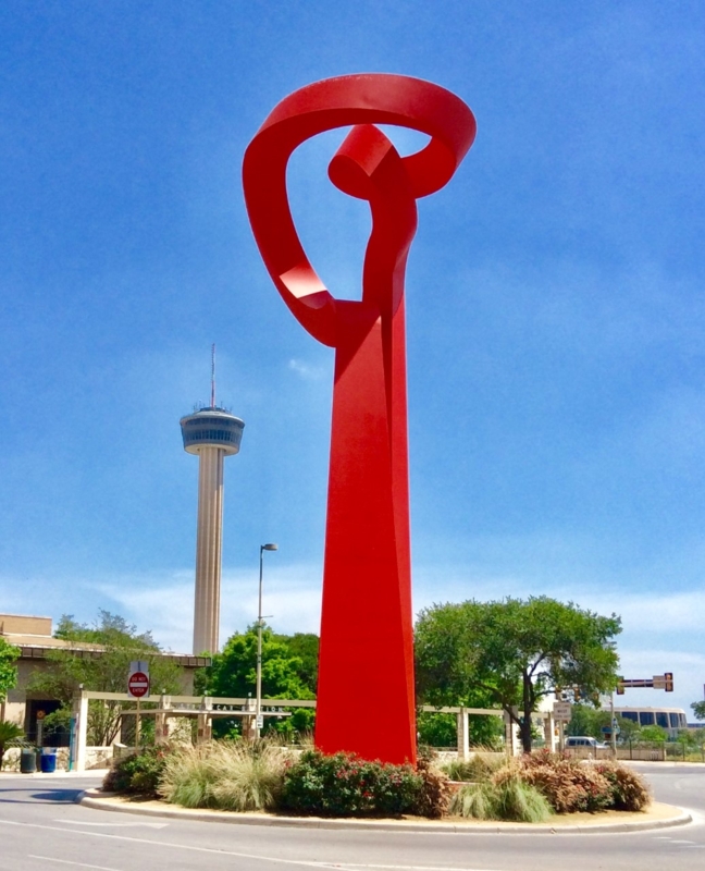 Sculpture Monumental Twisted Form, Interlocking Metal Public Art