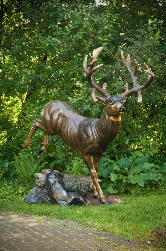 Sculpture Mule Deer Subject Sagebrush Rendezvous Theme Bronze Patina Wildlife