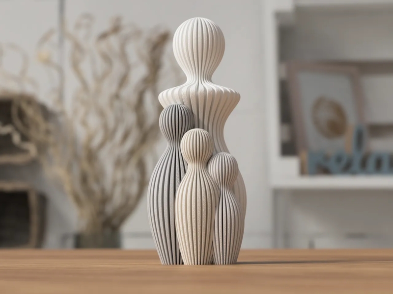 Sculpture Organic Curves Monochromatic Matte White Contemporary Art