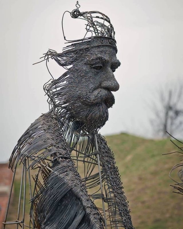 Sculpture Portrait Bust Industrial Wire Work Metal Art