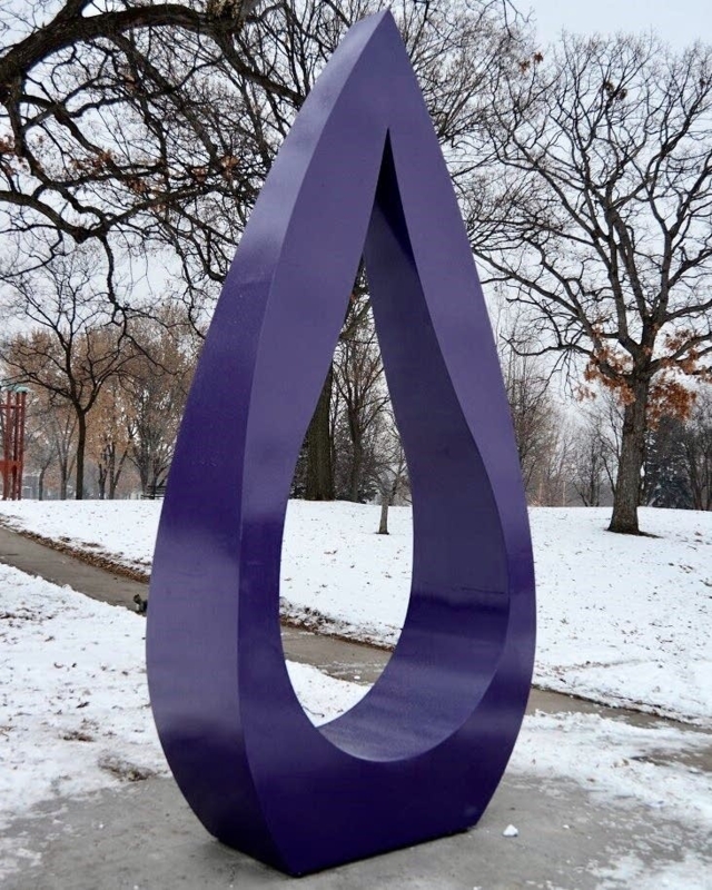 Sculpture Purple Raindrop Form Monumental Textured Contemporary Art