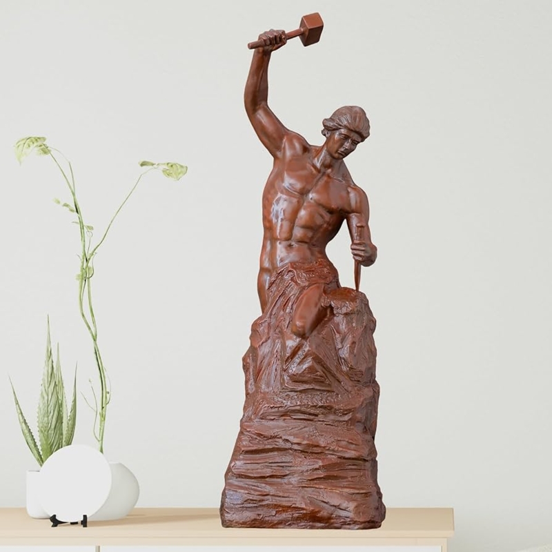 Sculpture Self Made Man Bronze Muscular Anatomy Rough Texture
