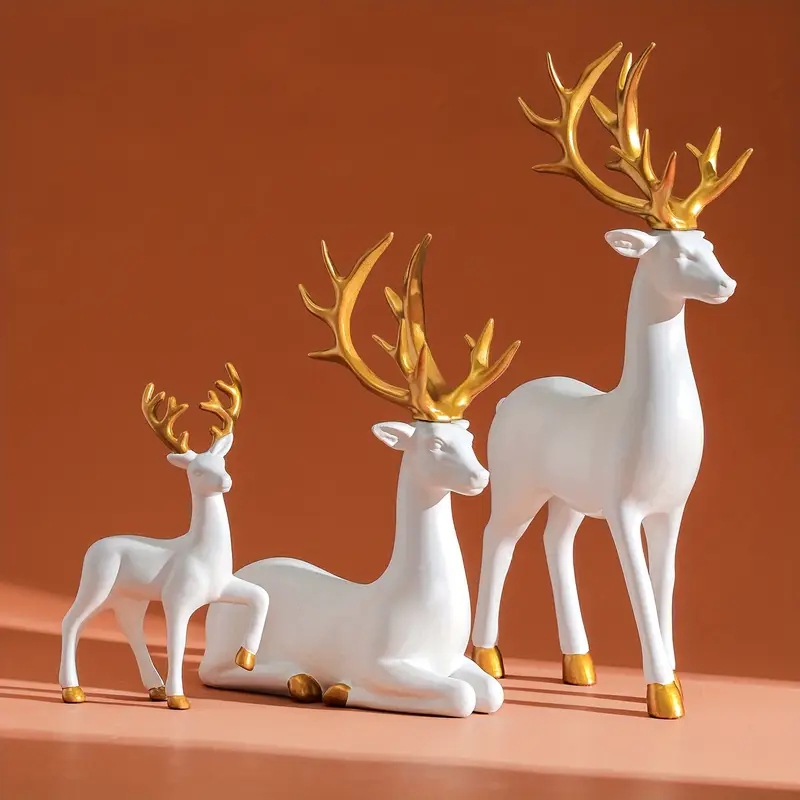 Sculpture Set Flocked Texture for Minimalist Holiday Table Centerpiece