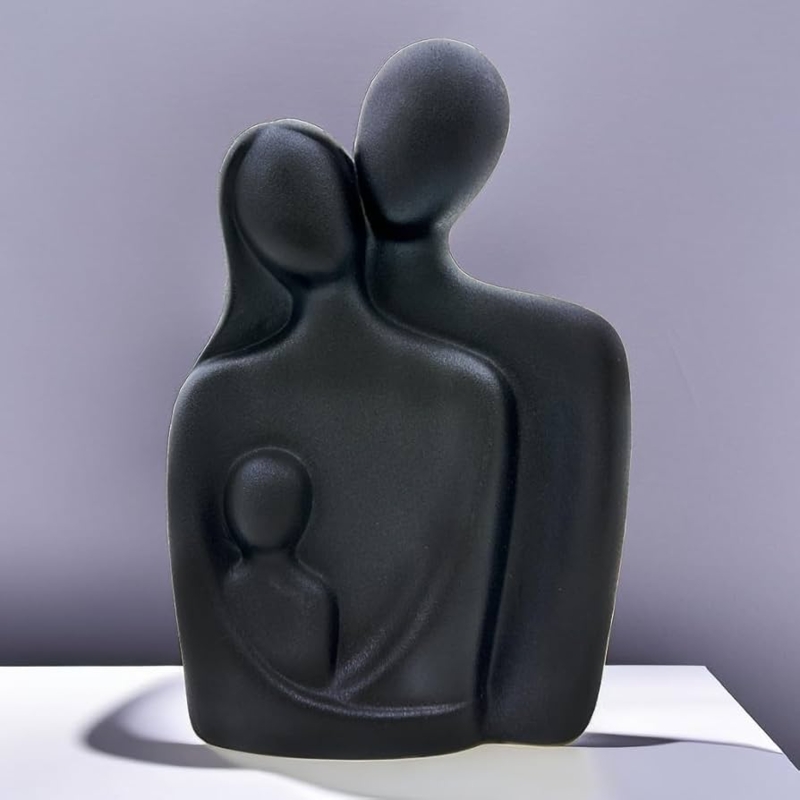 Sculpture Set Intertwined Silhouette Matte Black Minimalist Family Decor