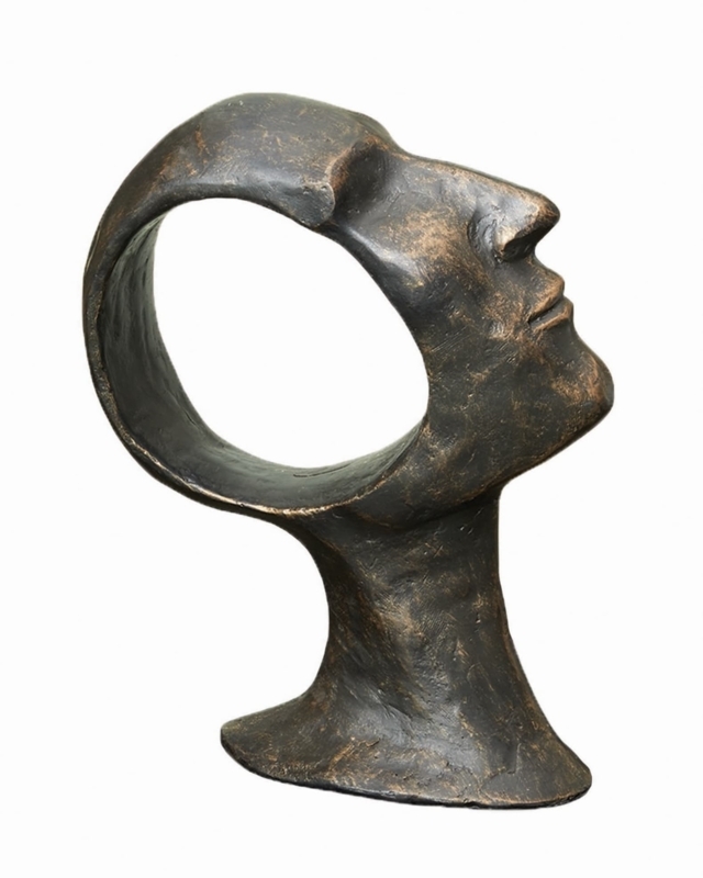 Sculpture Set Metallic Trio Hollow Abstract Busts Modern Minimalist