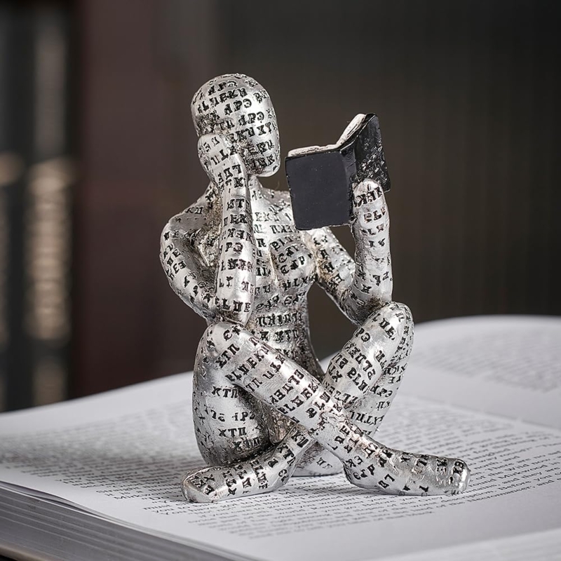 Sculpture Set of Three Minimalist Abstract Thinker Statues