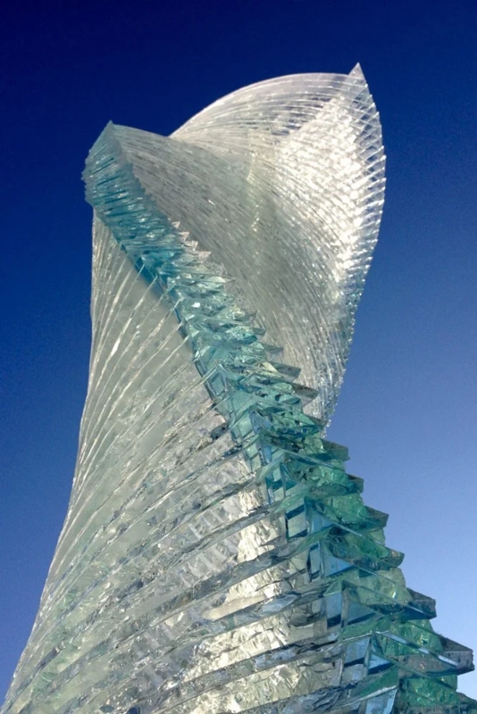 Sculpture, Stacked Glass Layers in Luminous Sphere