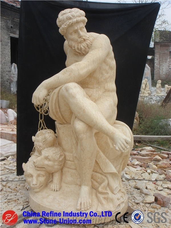 Sculpture Stylized Human Figures in Embrace with Sandstone Texture