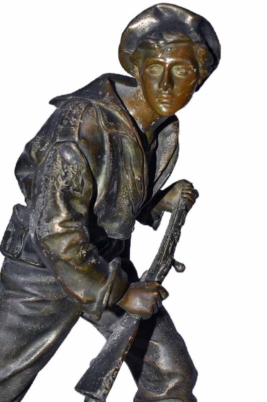 Sculpture Stylized Human Form Bronze Finish Black Plinth Abstract
