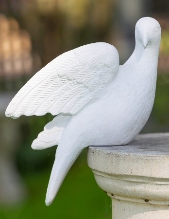Sculpture Weathered Stone Outstretched Wings Pedestal Base