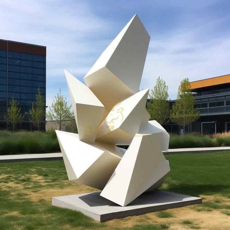 Sculpture White Matte Faceted Geometry Large Scale Urban Landscape Decor