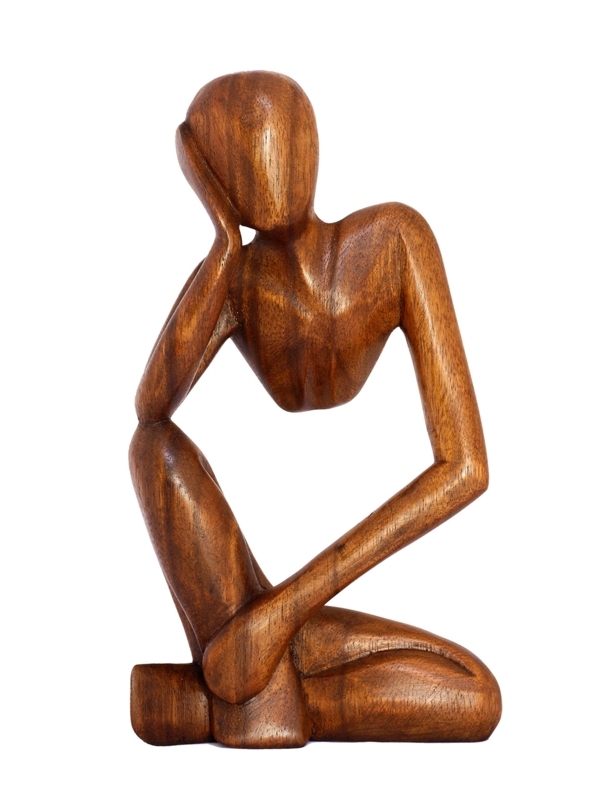 Sculpture Wood Abstract Thinker Hollow Torso Modern Matte