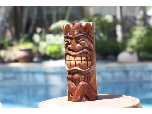 Sculpture Wood Stacked Faces Slender Silhouette Totem